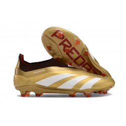 Adidas Predator Elite Laceless FG Guld Vit Röd