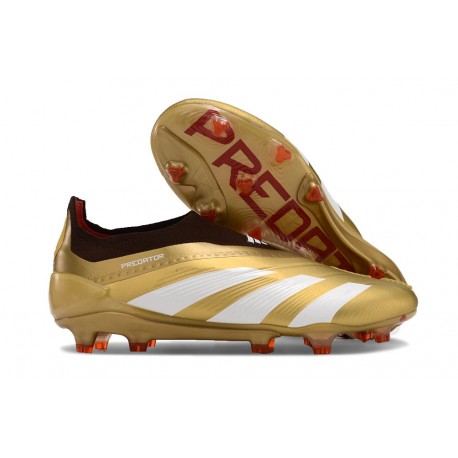 Adidas Predator Elite Laceless FG Guld Vit Röd