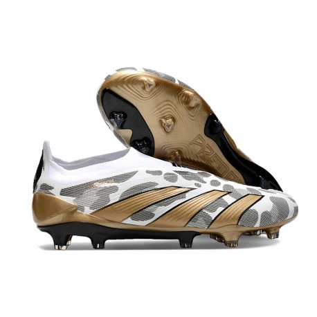 Adidas Predator Elite Laceless FG Guld Vit Grå